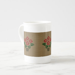 Caneca De Porcelana Poinsetta Vermelha Tecida