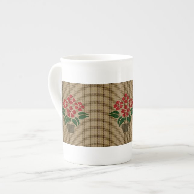 Caneca De Porcelana Poinsetta Vermelha Tecida (Frente Esquerda)