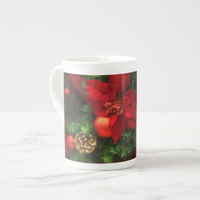 Caneca De Porcelana Poinsettia Beauty Mug (Frente Esquerda)