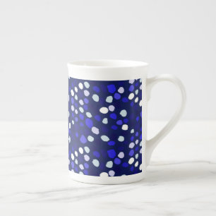 Caneca De Porcelana Pontos Azuis Desenho Geométrico Divertido Multicol
