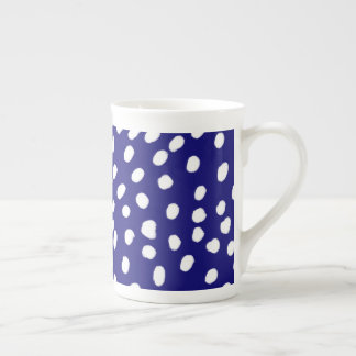 Caneca De Porcelana Pontos Brancos Azul Escuro