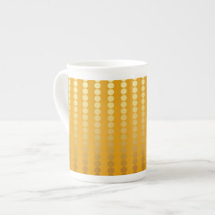 Caneca De Porcelana Pontos de Satin - ouro e mostarda