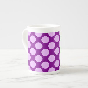 Caneca De Porcelana Pontos retrô grandes - orquídea e roxo