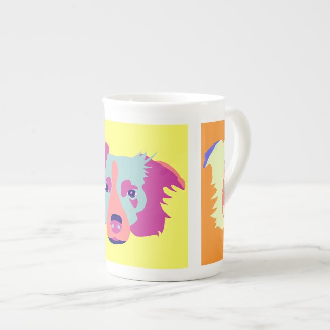 Caneca De Porcelana Pop art de border collie (Frente Esquerda)