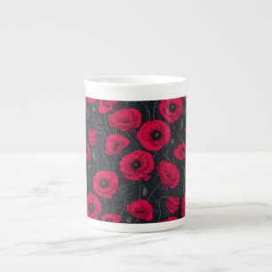 Caneca De Porcelana Poppies vermelhos