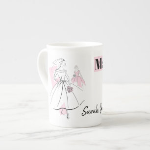 Caneca De Porcelana Porcelana de osso do nome da madrinha de casamento