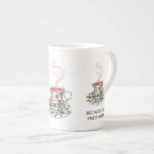 Caneca De Porcelana Porque o chá encontra um slogan feliz, rosas de co