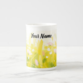 Caneca De Porcelana Prado de Primavera Abstrato Personalizado