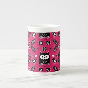Caneca De Porcelana Presente de Arte Folclórica de Coruja Escandinava