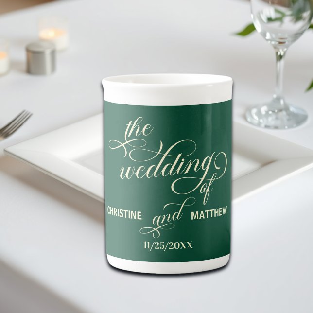 Caneca De Porcelana Presente de Casamento Teal de Caligrafia Elegante (Criador carregado)