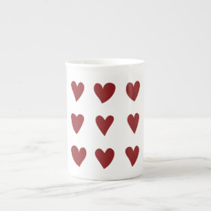 Caneca De Porcelana Presente de Dia de os namorados de Corações Verm