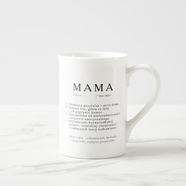 Caneca De Porcelana Presente de Mãe polonês - Definição MAMA (Direita)