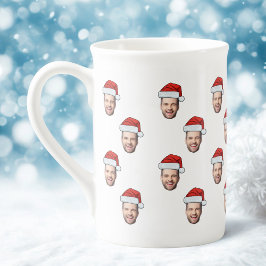 Caneca De Porcelana Presente de Natal de Santa Hat com Foto Personaliz