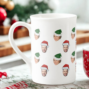 Caneca De Porcelana Presente de Natal de Santa Hat Personalizado Face 