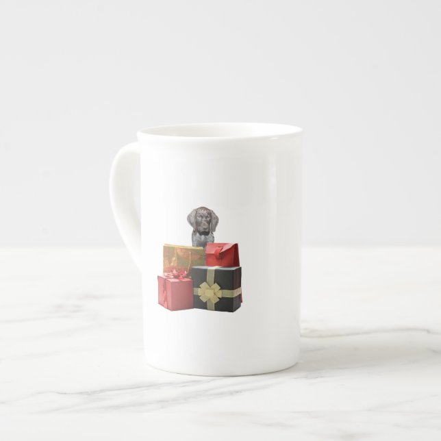 Caneca De Porcelana Presentes de Natal de Pointer Puppy (Frente Esquerda)