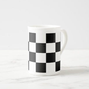 Caneca De Porcelana Preto e branco verificados