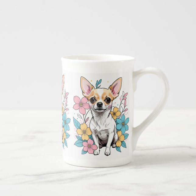 Caneca De Porcelana Primavera Chihuahua (Direita)