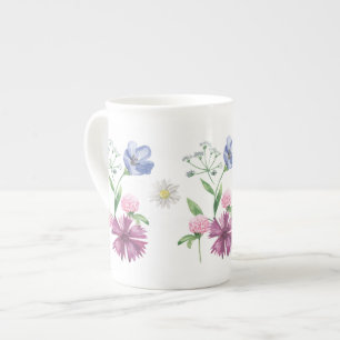 Caneca De Porcelana Primavera Meadow Wildflower Watercolor