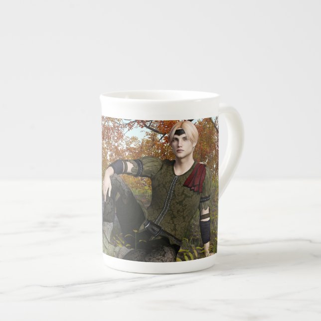 Caneca De Porcelana Príncipe da Floresta da Fantasia de Outono Retrato (Frente Esquerda)