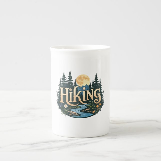 Caneca De Porcelana Procurar Vacinação de Aventura acampando Hiking Lo (Frente)