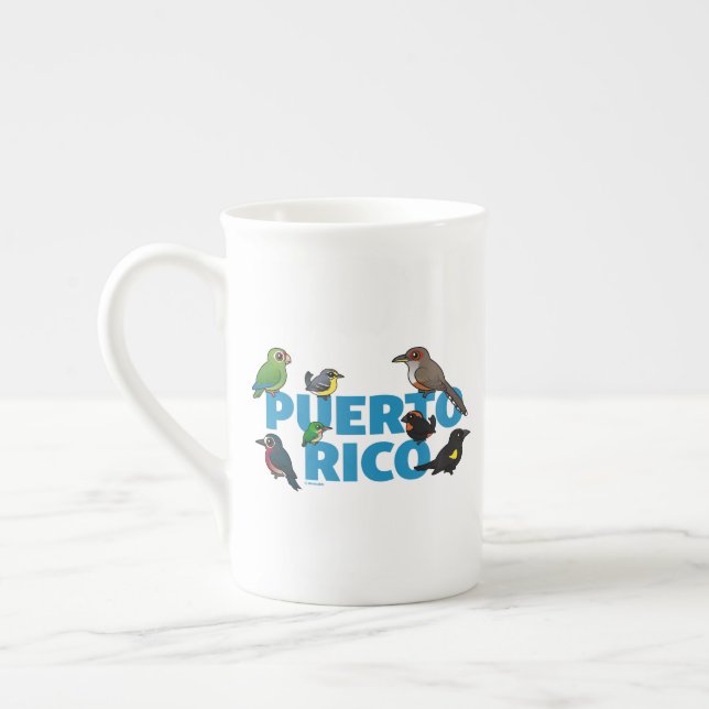 Caneca De Porcelana Proeza de Porto Rico Birdorável. Aves endêmicas (Esquerda)