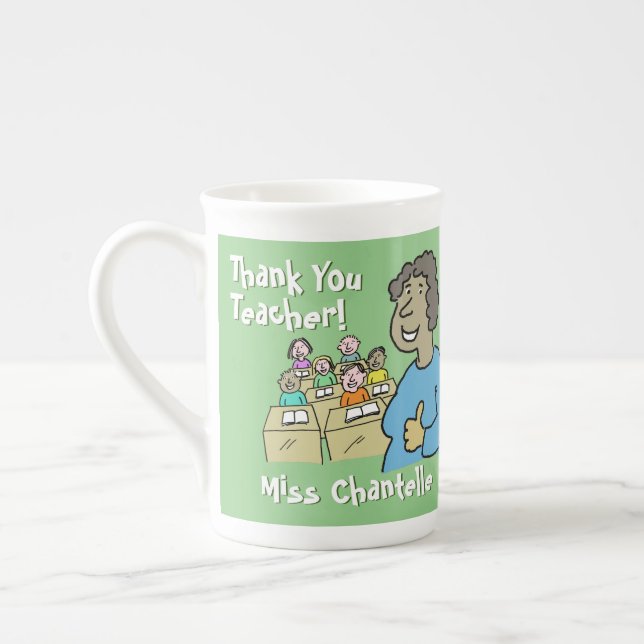 Caneca De Porcelana Professor Presente. Obrigado, professora negra (Esquerda)