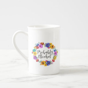 Caneca De Porcelana Provavelmente, álcool é engraçado e sarcástico