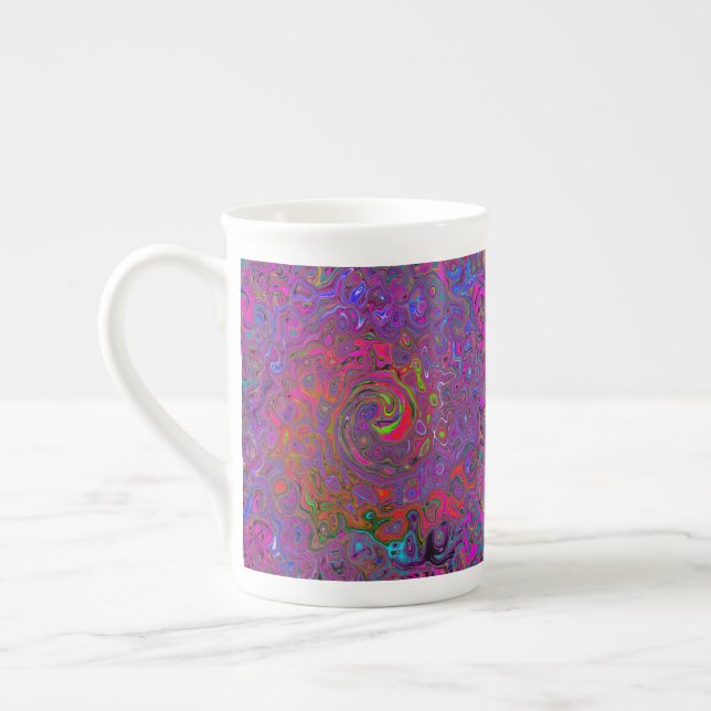 Caneca De Porcelana Psicodélico Groovy Magenta Retro Líquido (Esquerda)