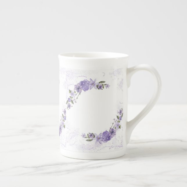 Caneca De Porcelana Purple Floral (Direita)