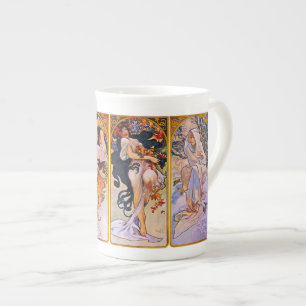 Caneca De Porcelana Quatro estações por Alfons Mucha