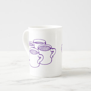 Caneca De Porcelana Quatro Lâmpadas Roxas (Arte De Linha)