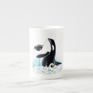 Caneca De Porcelana Quebra de casca de baleia de orca