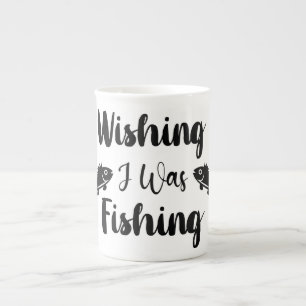 Caneca De Porcelana Queria estar pescando uma citação engraçada