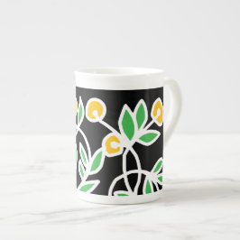 Caneca De Porcelana Rabisco amarelo e verde