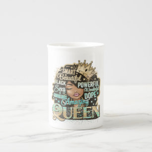 Caneca De Porcelana Rainha Negra Melanina Mulher Marrom Pele Sista Mag