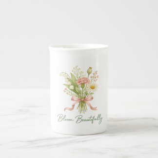 Caneca De Porcelana Ramalhete de Flores Silvestres Aquarela Bloom Beau