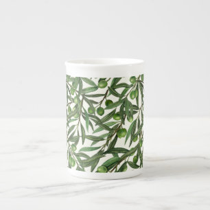 Caneca De Porcelana Ramos de oliveira em branco