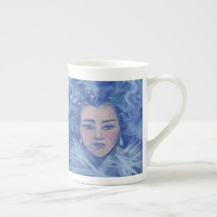 Caneca De Porcelana Rapariga de neve, arte de fantasia de inverno, Ano