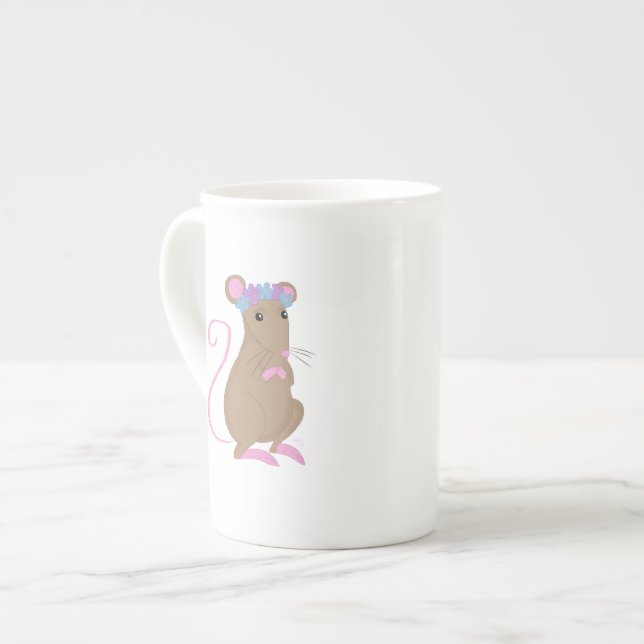 Caneca De Porcelana Rato floral (Frente Esquerda)