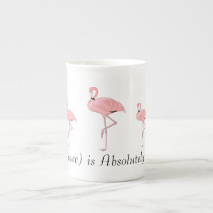 Caneca De Porcelana Rebanho de Flamingos Rosa Nome Personalizado