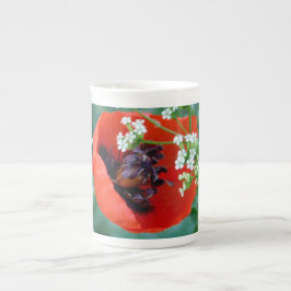 Caneca De Porcelana Red Poppy Bloom with Grace Bone China Mug