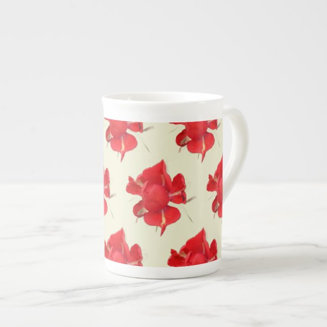 Caneca De Porcelana Red Roses, (Frente Esquerda)