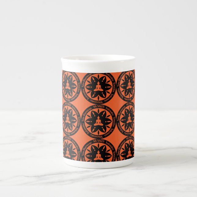 Caneca De Porcelana Religião Budista Samara de Seis Sábios (Frente)
