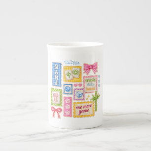 Caneca De Porcelana Remendos de Mahjong Personalizados com Falsa Borda