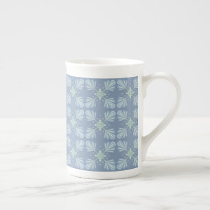 Caneca De Porcelana Repetição abstrata floral azul pastel