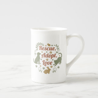 Caneca De Porcelana Rescue, Adopt, Love