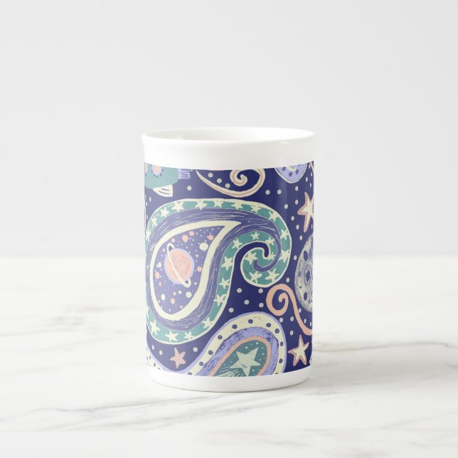 Caneca De Porcelana Retro Space Galaxy Design (Frente)