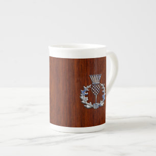 Caneca De Porcelana Rich Mahogany Wood Scottish Thistle Impressão