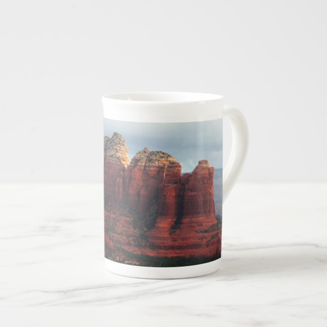Caneca De Porcelana Rocha Pote de café nublado em Sedona Arizona (Frente Esquerda)