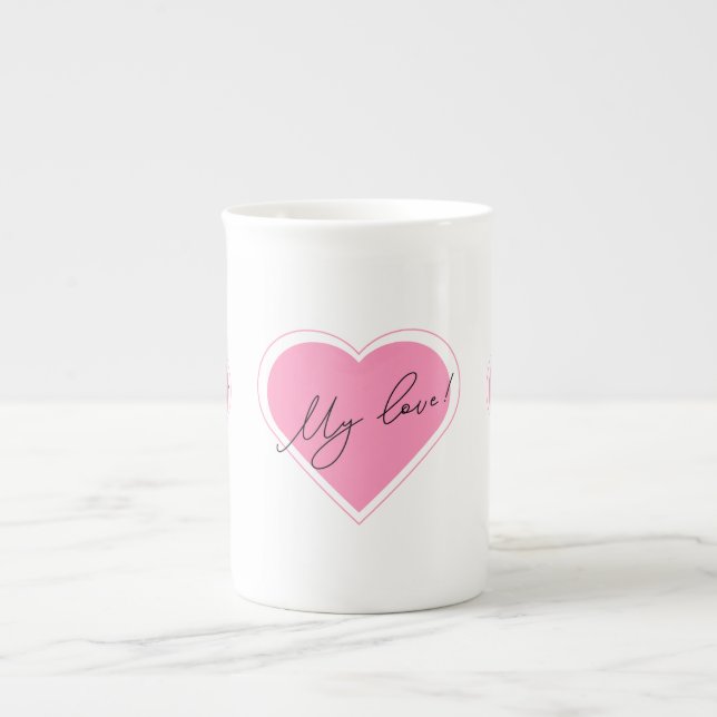 Caneca De Porcelana Romantic illustration My love! on a cup (Frente)